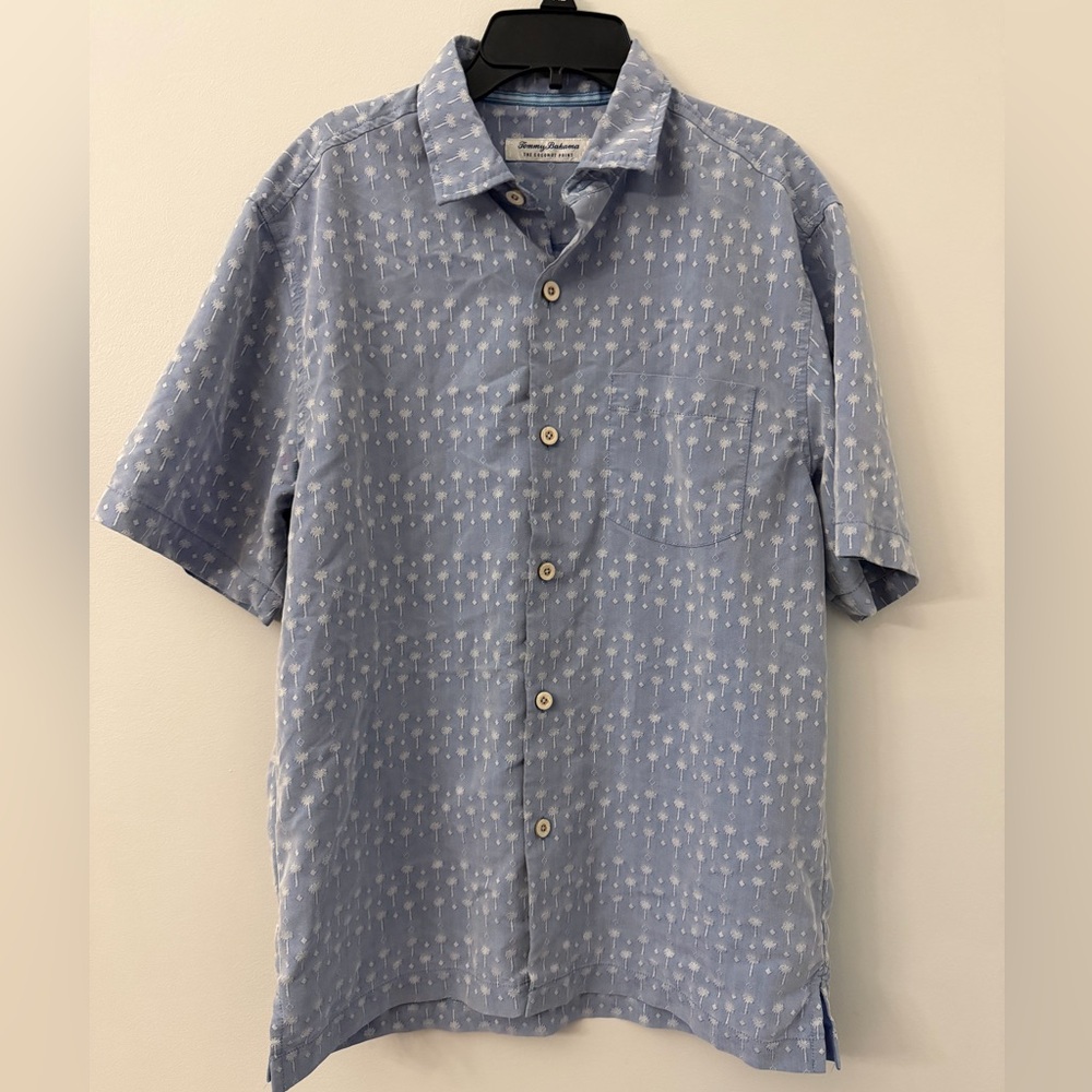 Tommy Bahama Mens Small Button Up Shirt Island Zone Coconut Point Palm Tree